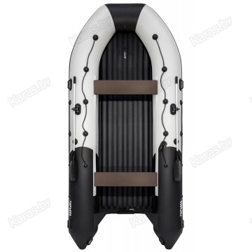 Надувная 8-местная ПВХ лодка Ривьера 4300 НДНД  Килевая (светло-серый/черный)